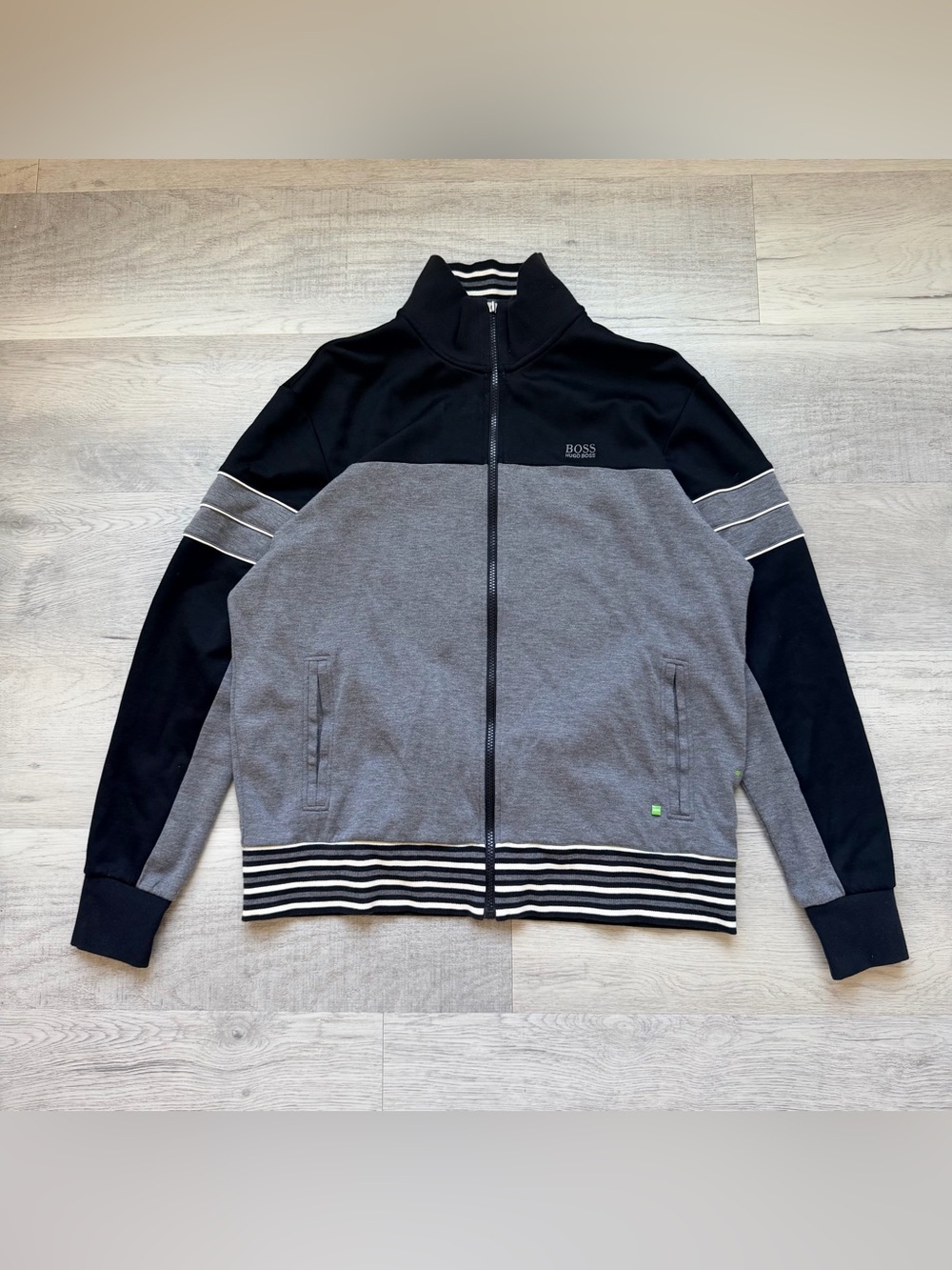 Hugo Boss Black & Gray Men's Zip-Up Track Sweater
